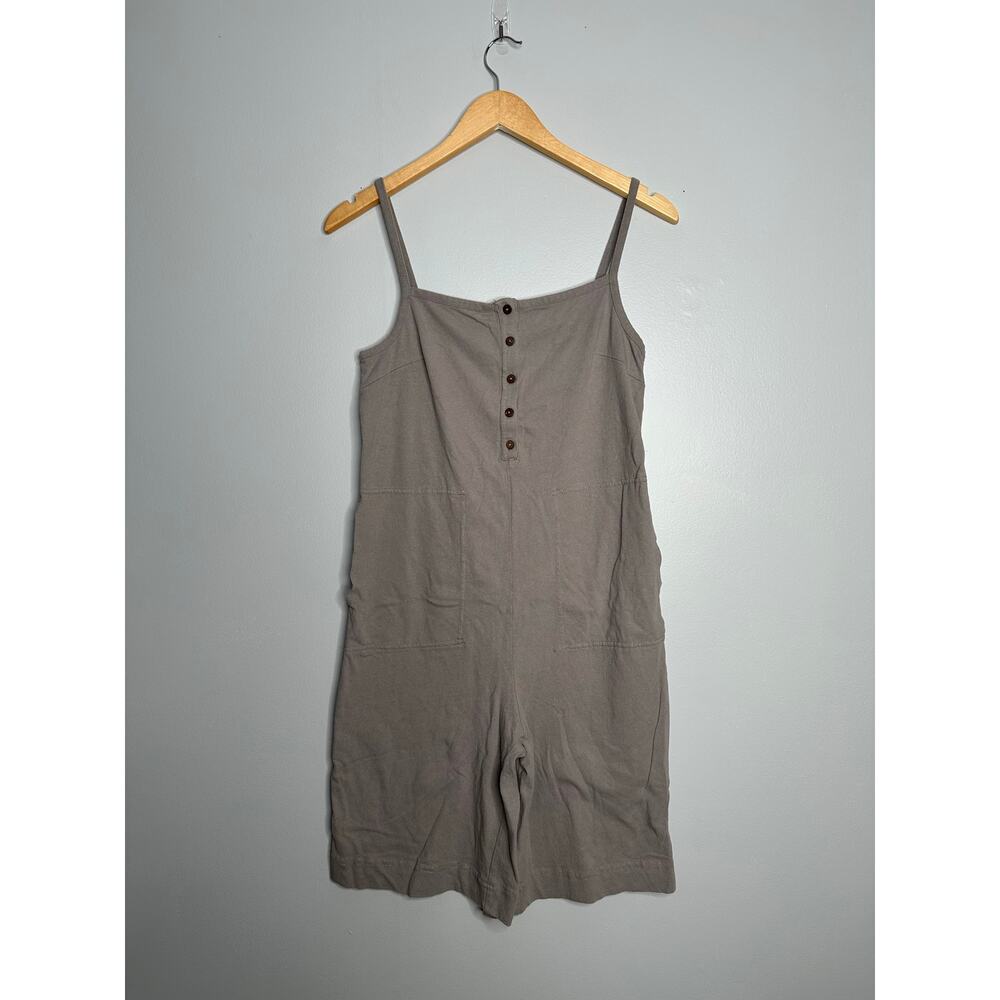 Free‎ People Women's Button Front Taro Romper Sleet Gray with Pockets Size XS